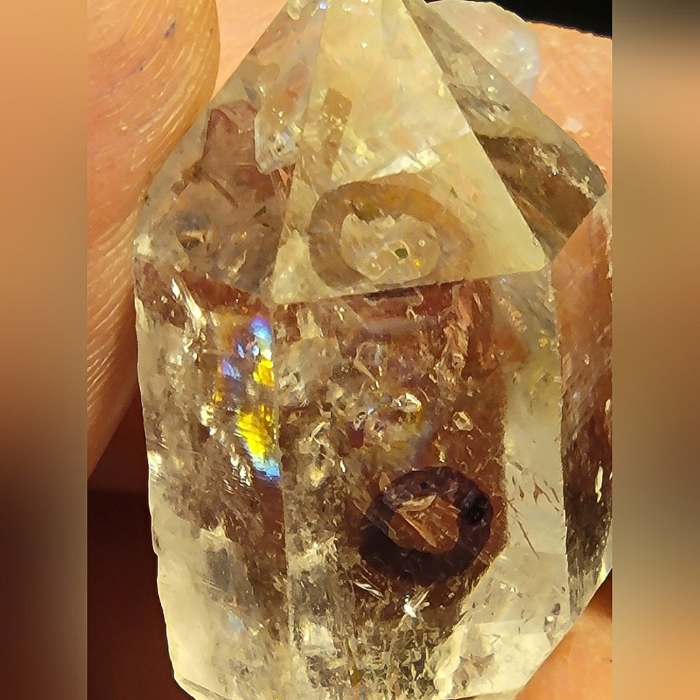 ❤Stunning 2 MOVING Carbon Inclusion Large 55.90ct Herkimer Diamond (DT)+ RAINBOW